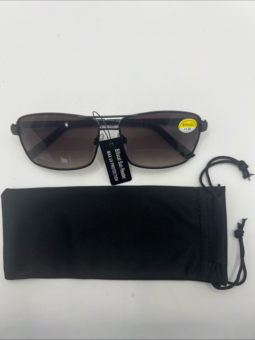 Bifocal Black Men’s +1.50 Reading Sunglasses Gray Gradient Lenses - NWOT - P1